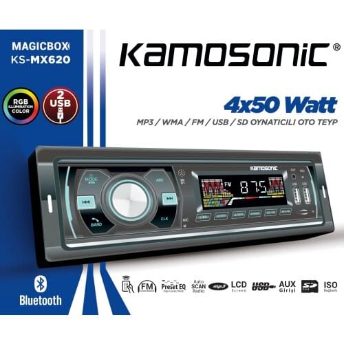 KS-MX620 Car Radio Stereo Player Digital Bluetooth Car MP3 Player 50Wx4 FM Radio Stereo Audio Music USB/SD with In Dash AUX