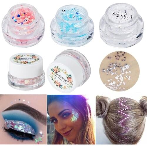 Glitters For Art Body Glitter Tattoos Powder Gel Hair Eye Glitter Flash Heart Loose Sequins Nude Face Cream Festival Glitter