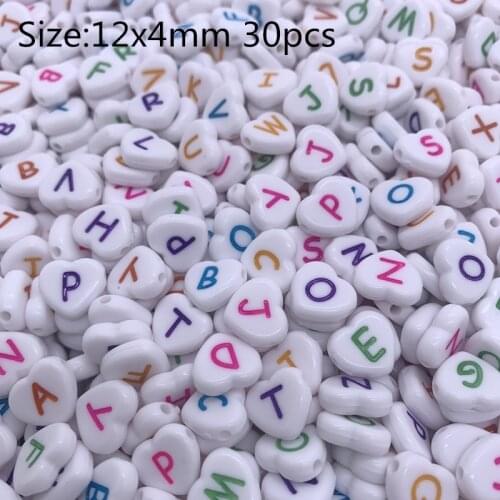 12x4mm 30pcs Color Heart Acrylic Spacer Beads Letter Beads Oval Alphabet Beads For Jewelry Making DIY Handmade Accessories#06
