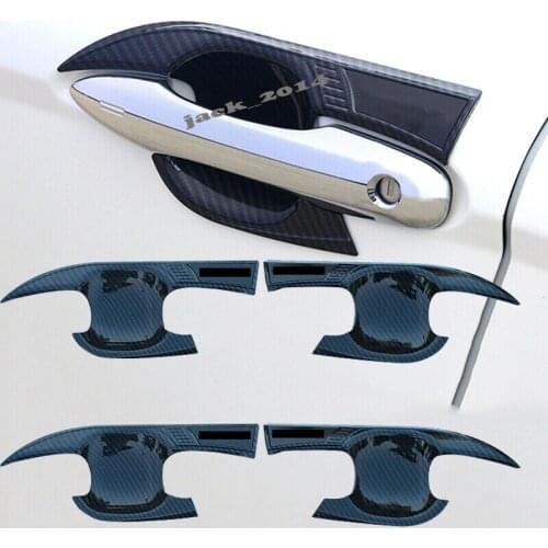 Black Carbon Fiber Door Handle Bowl Cover Trim For TOYOTA Camry 2018 Accessories