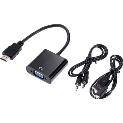 10pcs/lot 1080P Digital to Analog signal transfer HDMI Male to VGA Female Converter HDMI to VGA Adapter for PC Laptop Tablet