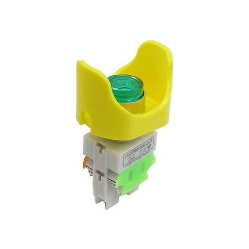 DC 24V Green Lamp Light DPST Momentary Ingot Shaped Push Button Switch 660V 10A