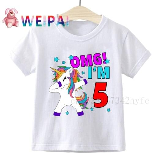 Kids Unicorn OMG I'm 1 2 3 4 5 Birthday Number T Shirt Children Present T-shirt BoyGirl Gift Tshirt Present Family Outfit