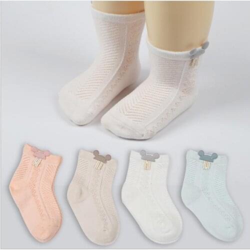 Baby Cotton Socks Girls Boys Newborn Cute Cartoon Decoration Boneless Suture Hollow Breathable Children Infant Socks