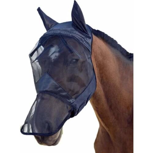 Outdoor Horse Fly Cover Anti-UV Breathable Full Face Mesh Fleece Horse Fly Hood Summer Outdoor Equestrian accessories