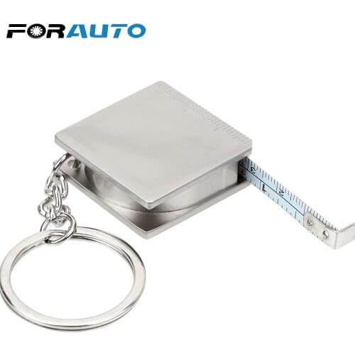 FORAUTO Stainless Steel Tape Measure Keychain Retractable Ruler Measuring Tools Key Ring Pull Ruler Gauging Tools Keyring