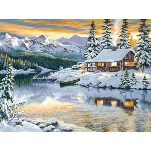 Gatyztory Snow Scene Painting By Numbers Canvas Colouring Landscape Handpainted Gift 60×75cm Wall Decor
