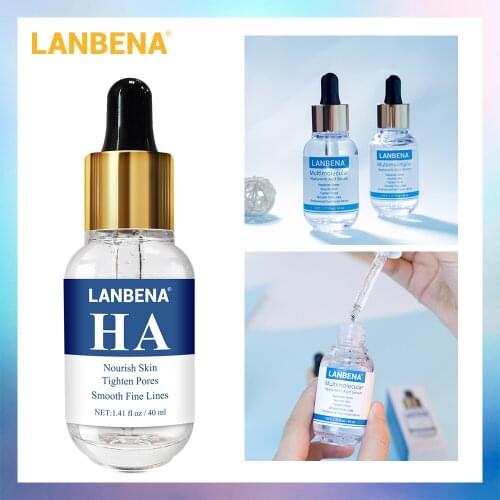 Hyaluronic Acid Serum 40ml Smooth Fine Lines Moisturizing Acne Treatment Repairing Tighten Pores Anti-Anging Skin Care LANBENA