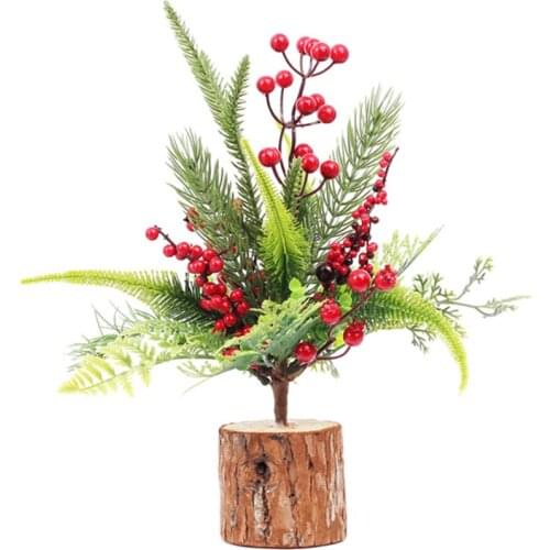 Christmas Tree Simulation Flowers Red Pine Cone Artificial Plant Wedding Wood Room Lightweight And Portable Desktop Decoration