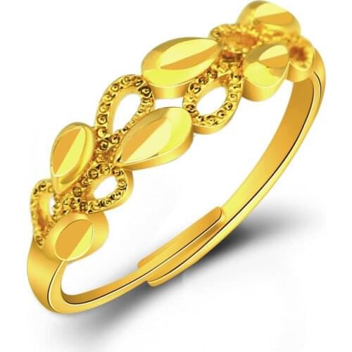 Exquisite 14K Gold Ring for Womens Wedding Engagement Statement Finger Ring Adjustable Heart-Shape Jewelry Birthday Gift Female