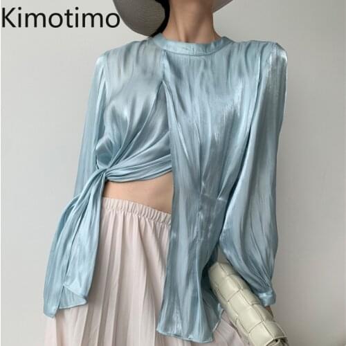 Kimotimo Womens Satin Shirts
