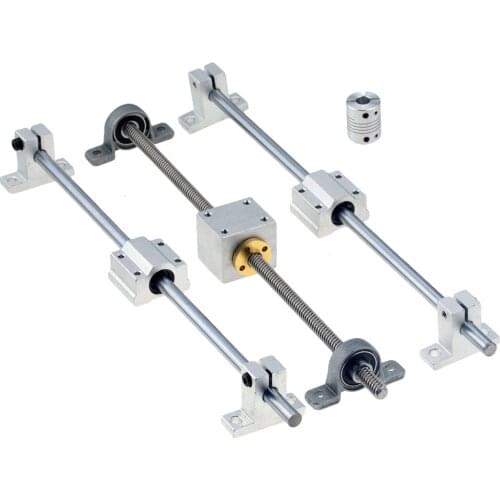 3D Printer Guide Rail Sets T8 Lead Screw + Linear Shaft 8mm + KP08 SK8 SC8UU+ Nut Housing + 1PC Coupling + 17HS2408 Step Motor