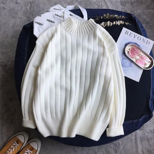 Korean Streetwear Woman Clothing 2021 Autumn Winter Couple Sweaters Casual Oversize Mens Pullovers Sweaters