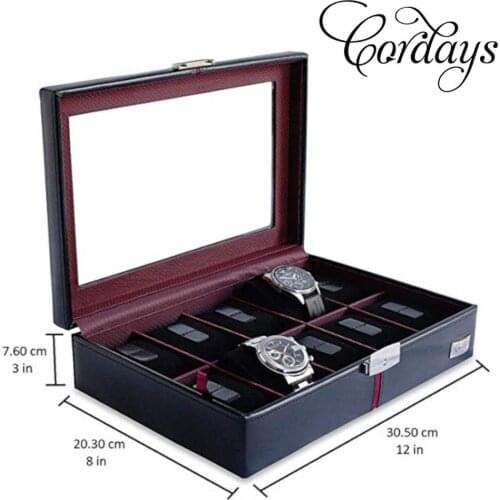 Cordays - 10 Grid Watch Box in Genuine Leather