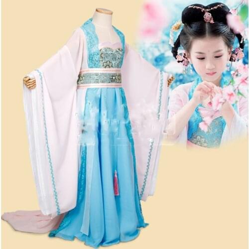 Lan Fei Blue Chiffon Aesthetic Womens Costume Tang High Waist Costume for Princess with Winter Fur Cloak