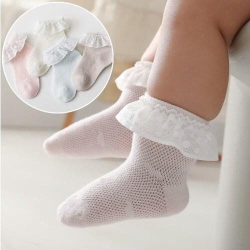 Summer Baby Girl Socks Breathable Mesh Newborn Short Socks Lace Princess Infant Kids Girl Socks Baby Accessories 0-3Y