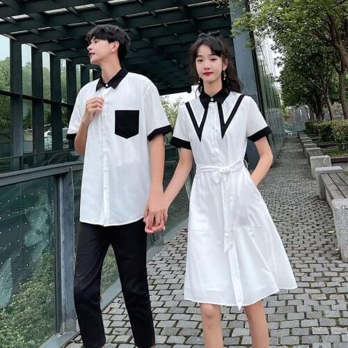 Summer couples dress shirts for men and women couples clothes couples clothing