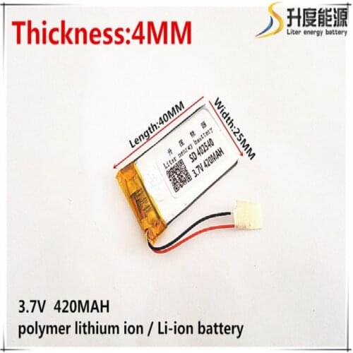 3.7V 420mAh 402540 Lithium Polymer Li-Po li ion Rechargeable Battery cells For Mp3 MP4 MP5 GPS mobile bluetooth