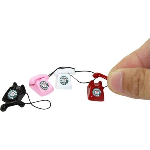 Kawaii 1/12 Miniature Scene Model Dollhouse Accessories Mini Telephone Phone Kid Toy Cute Retro Miniature Phone Kinderspielzeug