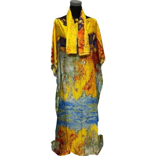 Multicolor Floral 2021 Summer Thailand Beach Muslim Hijab Kaftan Maxi Dresses Comfortable New Coming African Abaya Muslim Prayer