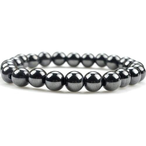 Fashion Lava Black Hematite Beads Bracelets Men Handmade Energy Natural Stone Strand Bracelet for Women Pulseira Masculina Gifts