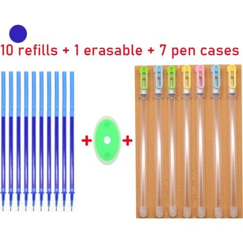 Set Magic Transparent Pen Holder Erasable Pen Refill Kit 0.5 Mm 7 Colors, Used In School and Office Gift Eraser Accessories
