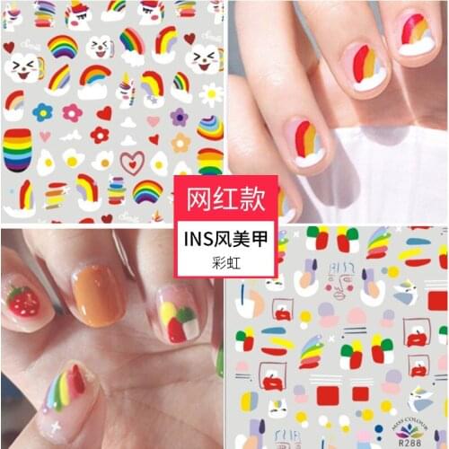 1PCS Hyuna Style Nail Stickers Accessories Rainbow Cherry Decals Sexy Beauty Nails Self-Adhesive Stickers