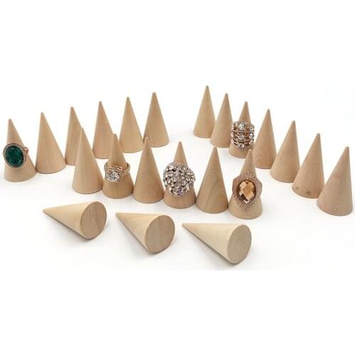New 1 Pc Ring Organizer Wooden Cone Creative Ring Holder Jewelry Display Holder Ring Display Tools Jewelry Storage Supplies