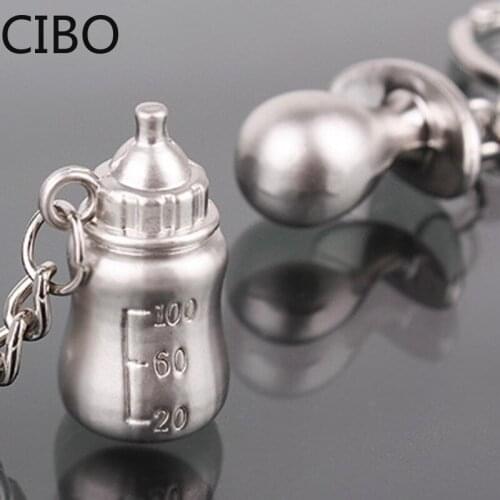 2019 New Pacifiers Baby Feeding Bottles Keychain Lovers Keychain Lovely Couple Decoration Chain Rings
