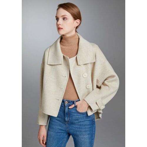 Obrix Streetwear Sweet Female Coat Short Square Collar Single Breasted Sleeve Belts Classical Vintage Woolen Coat For Women