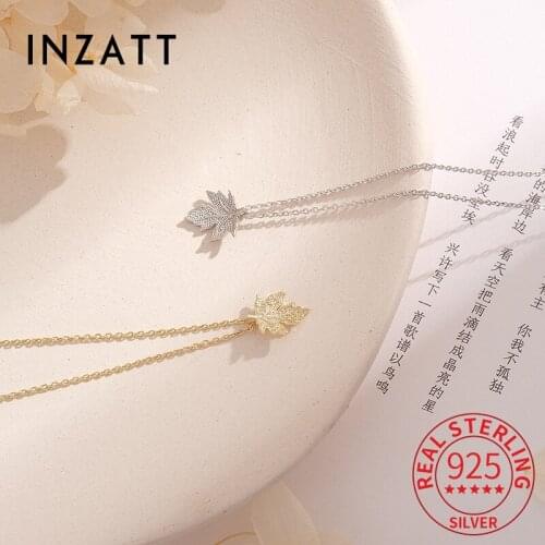 INZATT Real 925 Sterling Silver Leaves Pendant Choker Necklace For Women Hiphop Fine Jewelry INS Hot Accessories Drop Shipping