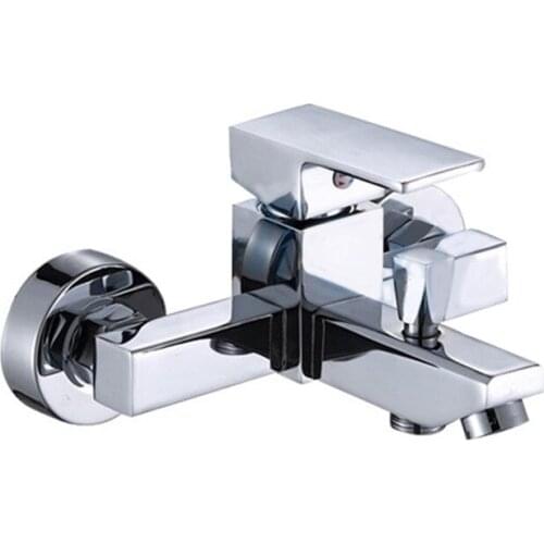 Bathroom Triple, Electroplated Copper Square Bathtub, Shower Faucet, Water Control Valve, Wall-mounted Hot And Cold Faucet Rack