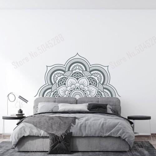 Half Mandala Wall Decal Vinyl Sticker Headboard Master Bedroom Boho Bohemian Decor Yoga Studio Ornament Mandala Decal Decor Z751