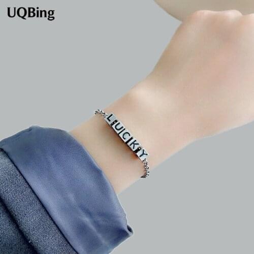 Vintage Thai Silver 925 Lucky Square Beads Bracelets For Women Birthday Gifts Jewelry