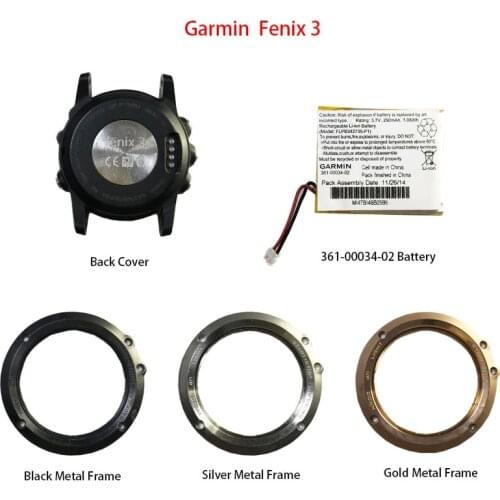 For Garmin fenix 3 GPS Watch repair Replacement parts Original Front Metal Frame /Back Case /Battery 361-00034-02