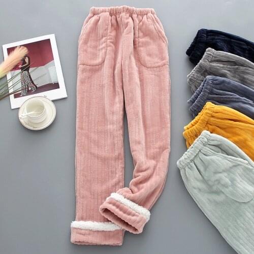 Womens autumn and winter household trousers thick coral velvet velvet plus size pants trousers casual pants pajamas women