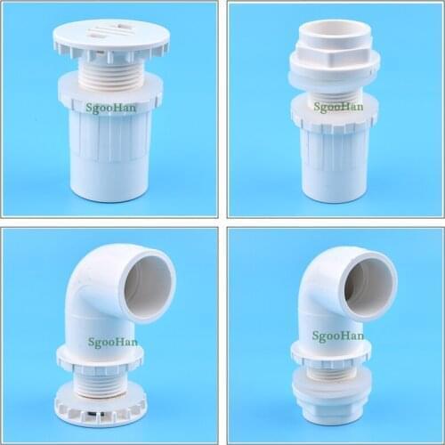 1PC ID 20~50MM PVC Pipe Aquarium Fish Tank Straight Drainage Connectors Overflow Thread Home DIY Water Tank Supply Elbow Joints