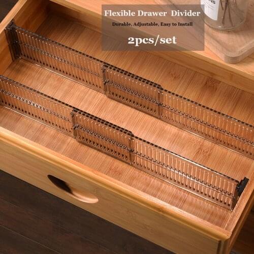 2pcs/set Durable Flexible Drawer Cabinet Storage Partition Divider Adjustable DIY Organizer Kitchen Storage Organization Home
