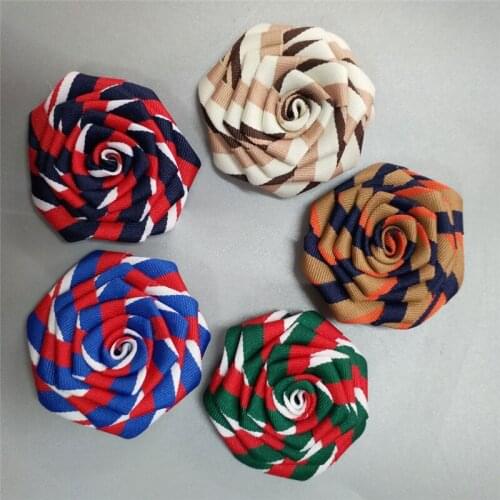 20piece/lot Handmade Ribbon Flowers 4.5cm Rose Flower bud Artificial Rose Wedding Bouquet Corsage Boutonniere Material