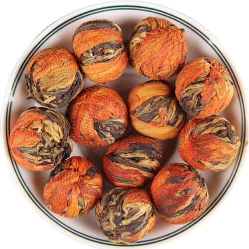 2021 Fengqing Yunnan Black Chinese Tea Dianhong Handmade Lily Hydrangea Ball Tea 100g