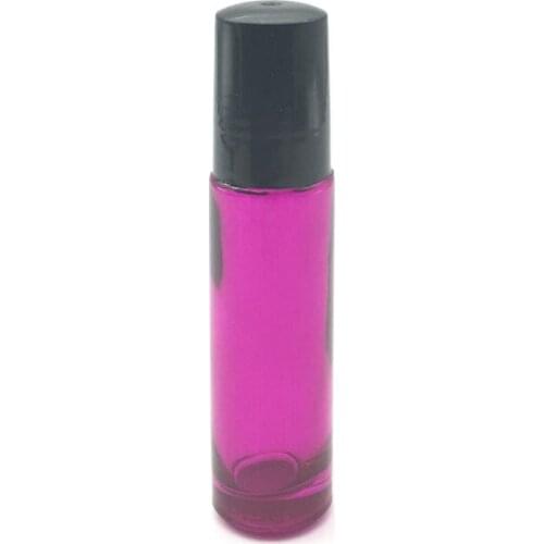 24pcs Empty Essential Oil 10ml Roller Glass Bottle Rose-red Roll On thick Bottle Fragrance Perfume Free Shipping