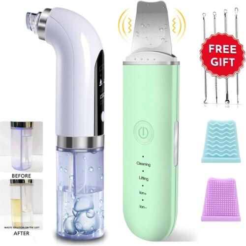 Ultrasonic Skin Scrubber Face Spatula Blackhead Remover Pore Vacuum Water Cycle Skin Deep Cleaning Face Peeling Machine