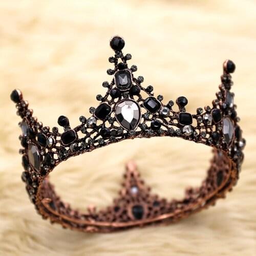 Baroque Luxury Rhinestone Beads Heart Bridal Tiara Crown Silver Crystal Tiaras Wedding Hair Accessories Headpieces In Stock