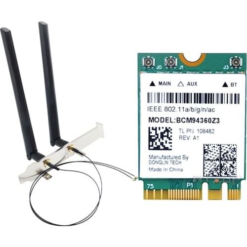 BCM94360NG Gigabit 5G Dual-Band Built-in Wireless Network Card Bluetooth 4.0 NGFF Adapter Card with External Antenna