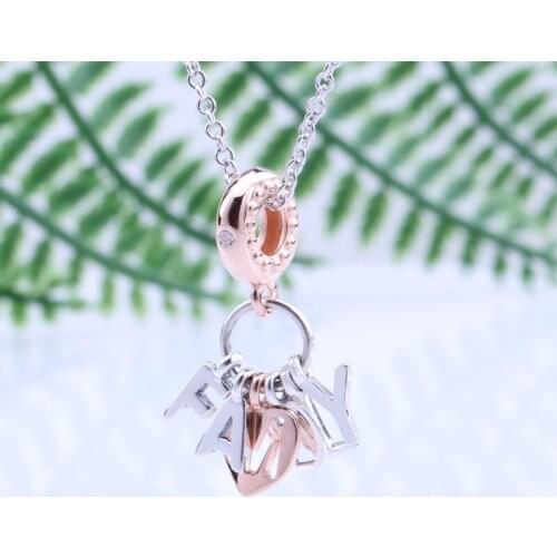 Bewill S925 Sterling Silver Family Rose Gold Pendant Perfect Home String Charms Diy Bracelet Beads
