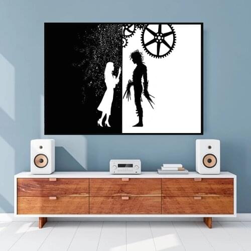 Black White Art Canvas Painting Edward Scissorhands Classic Movie Posterr Wall Art Home Decor Living Room Decor Pictures
