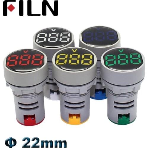 22mm AD16-22 LED Display AC 20-500V Digital Voltage Voltmeter Panel Display Indicator Light Red Yellow Green Blue White LED