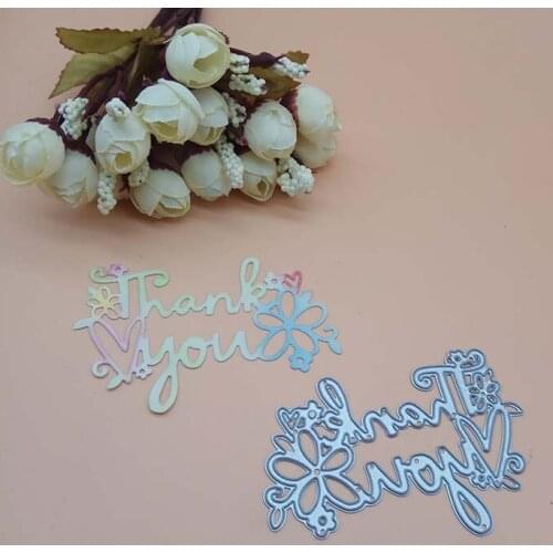 Flower Leaf Thank you Words Letter Sentiment with Flower 2018 New Cutting Dies Scrapbooking Dies Metal Embossing Stamps and die