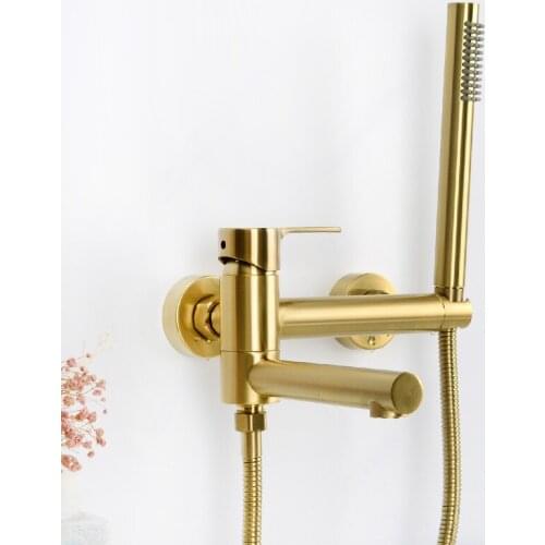 Two function Light luxury wall mounted brass bathroom shower faucet set Simplicity cold hot water bathroom shower set