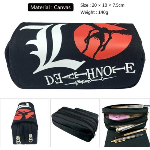 Anime Death Note L Canvas Cosmetic Bag Boys Girls Travel Pencil Case Student Zipper Penbag Women Cartoon Makeupbag Stationery